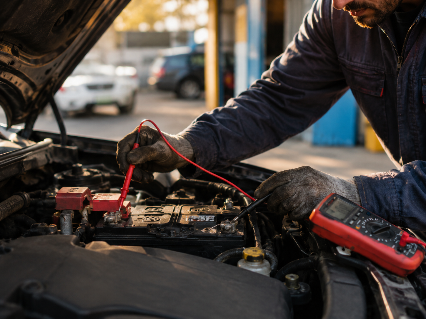 Mobile auto electrician inspecting warning signs of a car electrical fault in Coventry