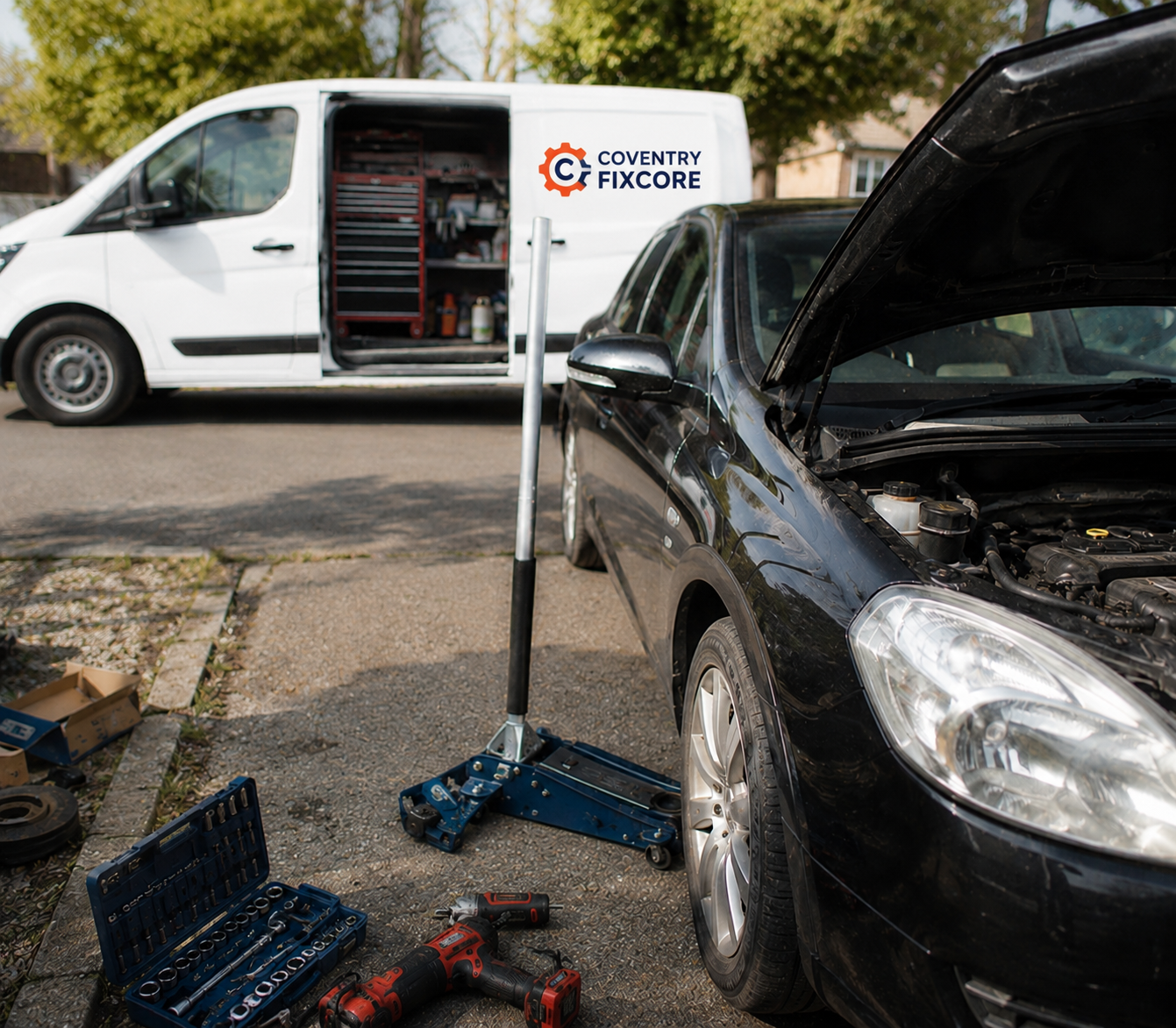 Coventry Fixcore mobile mechanic following a structured engine diagnostics and repair process