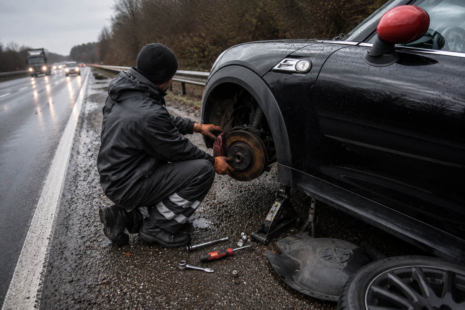 Mobile mechanic inspecting a transmission and clutch fault on a vehicle in Coventry