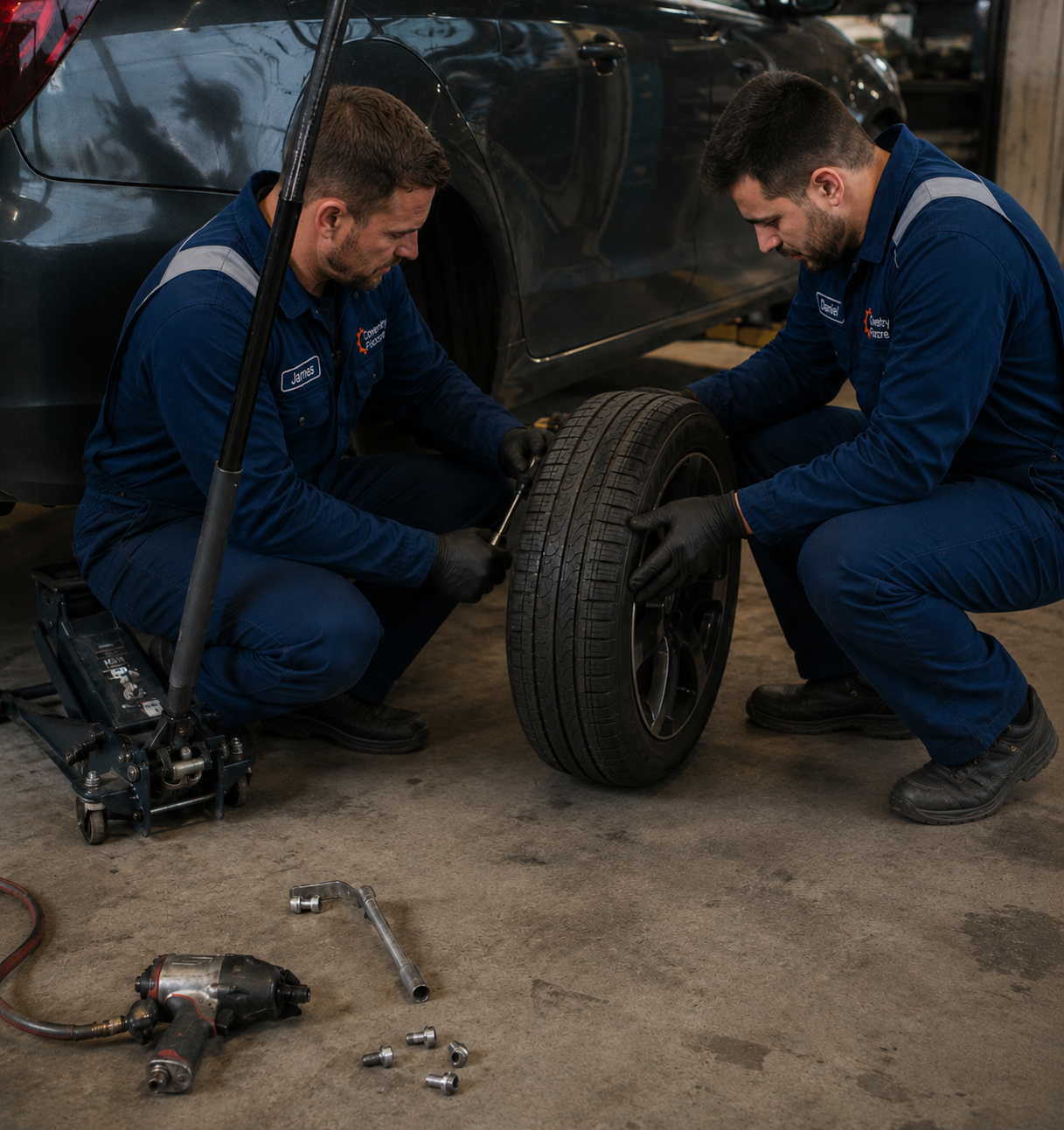 Coventry Fixcore mobile mechanic carrying out vehicle inspection, diagnostics and on-site repair work in Coventry
