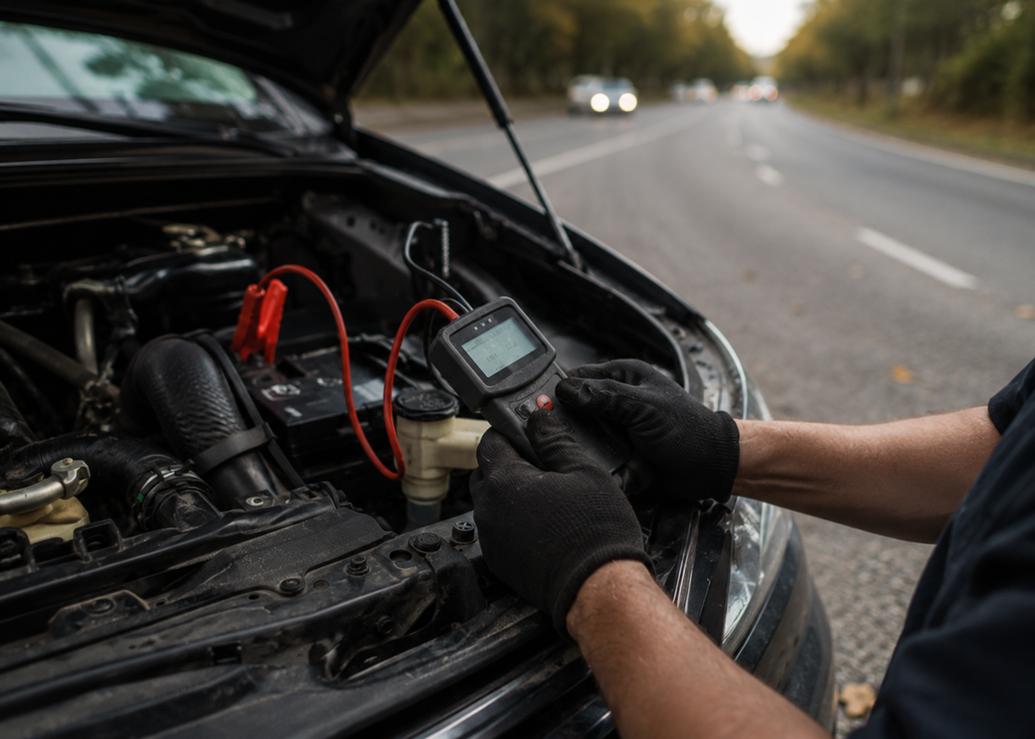 Coventry Fixcore mobile mechanic using professional diagnostic equipment to inspect a vehicle fault