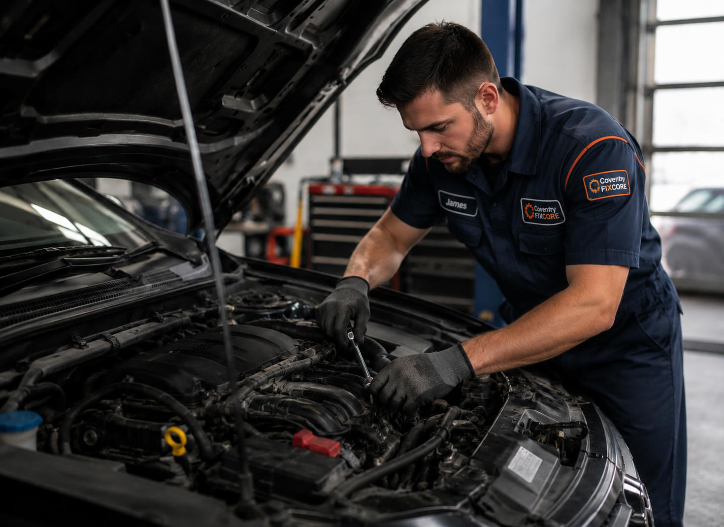 Mechanic reviewing major dangerous minor and advisory MOT defects in Coventry