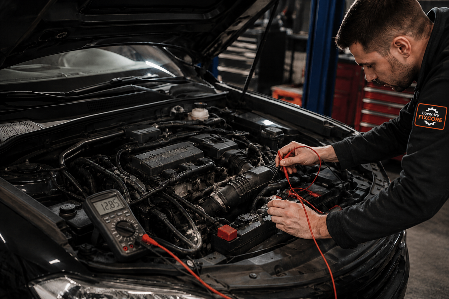Vehicle prepared for MOT retest after MOT repairs in Coventry