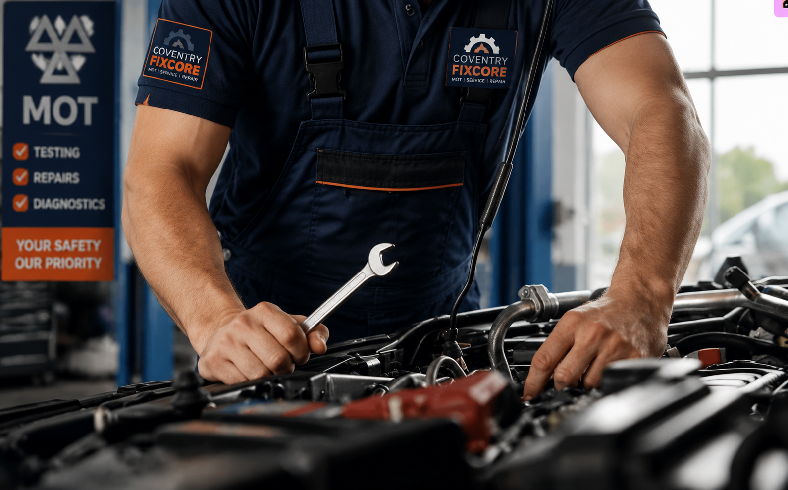 Pre-MOT vehicle checks before an MOT test in Coventry